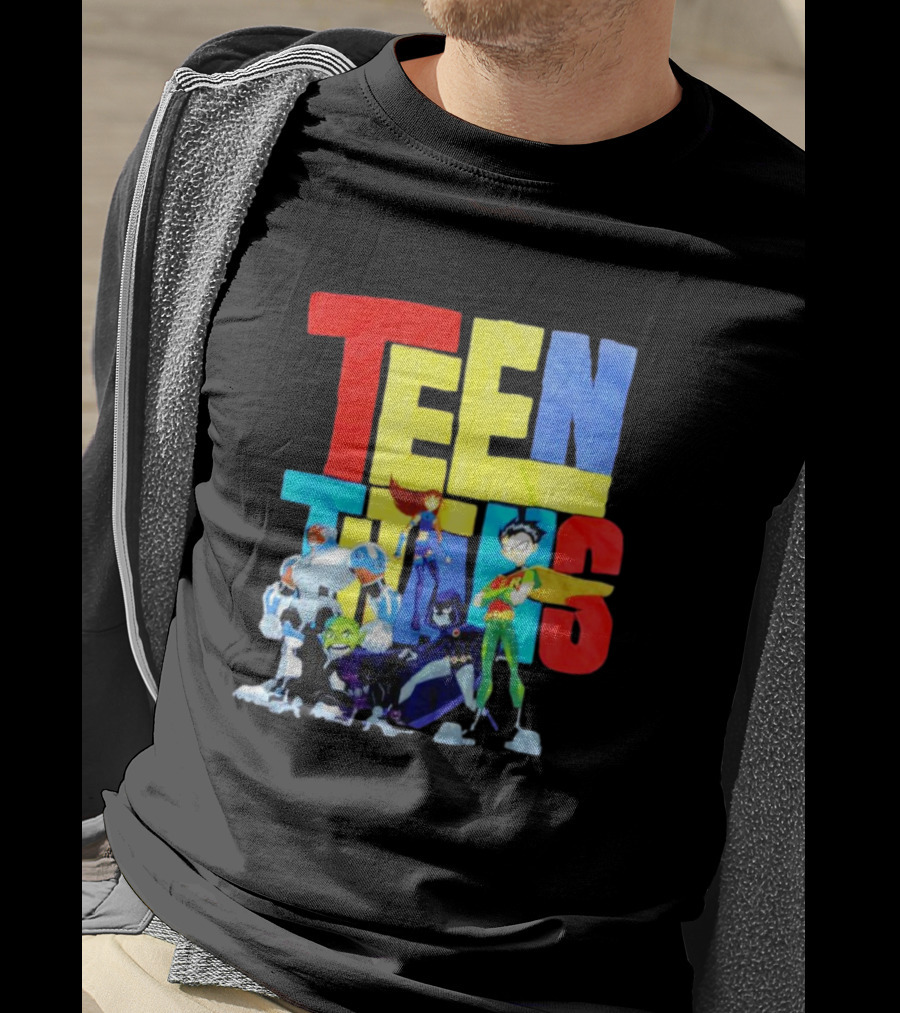 Teen Titans Cartoon Characters Group Pose T-Shirt