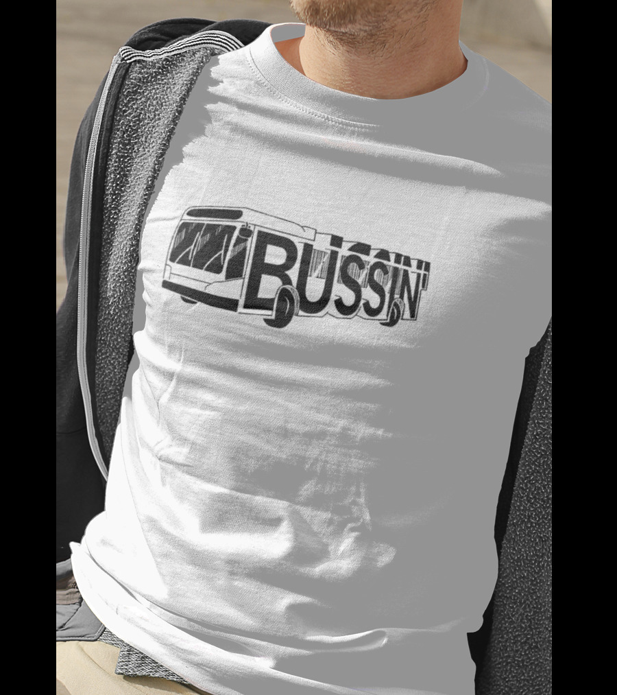 Bus Bussin Text Shaped Into Bus T-Shirt
