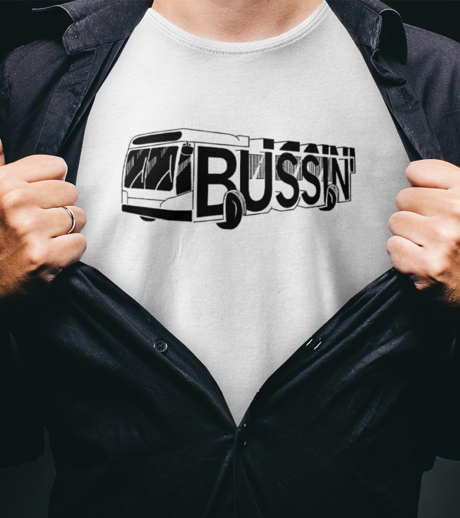 Bus Bussin Text Shaped Into Bus T-Shirt