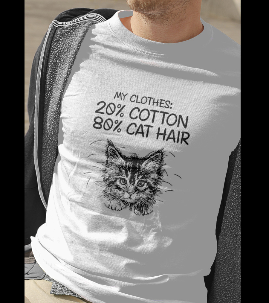 My Clothes 20% Cotton 80% Cat Hair Cat Drawing T-Shirt