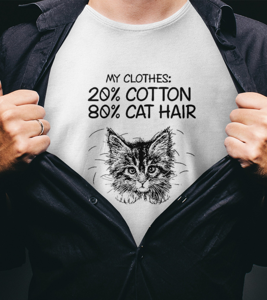 My Clothes 20% Cotton 80% Cat Hair Cat Drawing T-Shirt