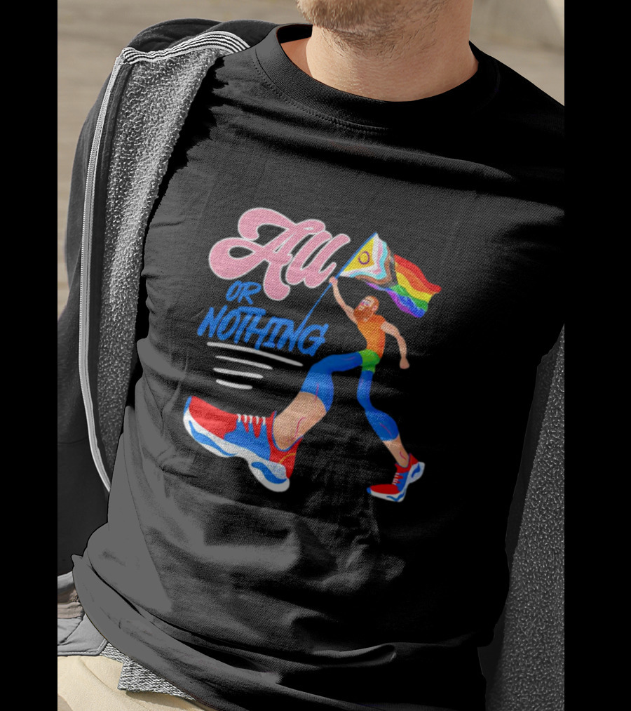 All Or Nothing Pride Flag Runner T-Shirt