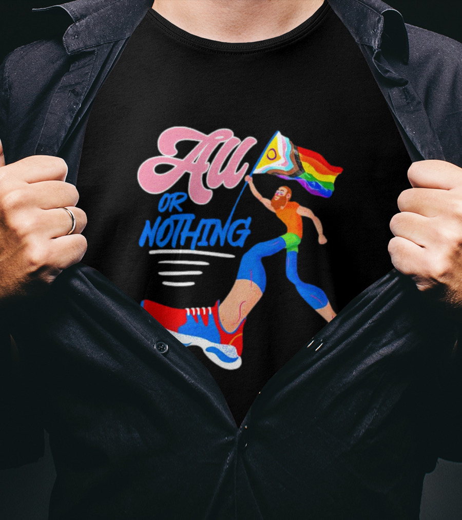 All Or Nothing Pride Flag Runner T-Shirt