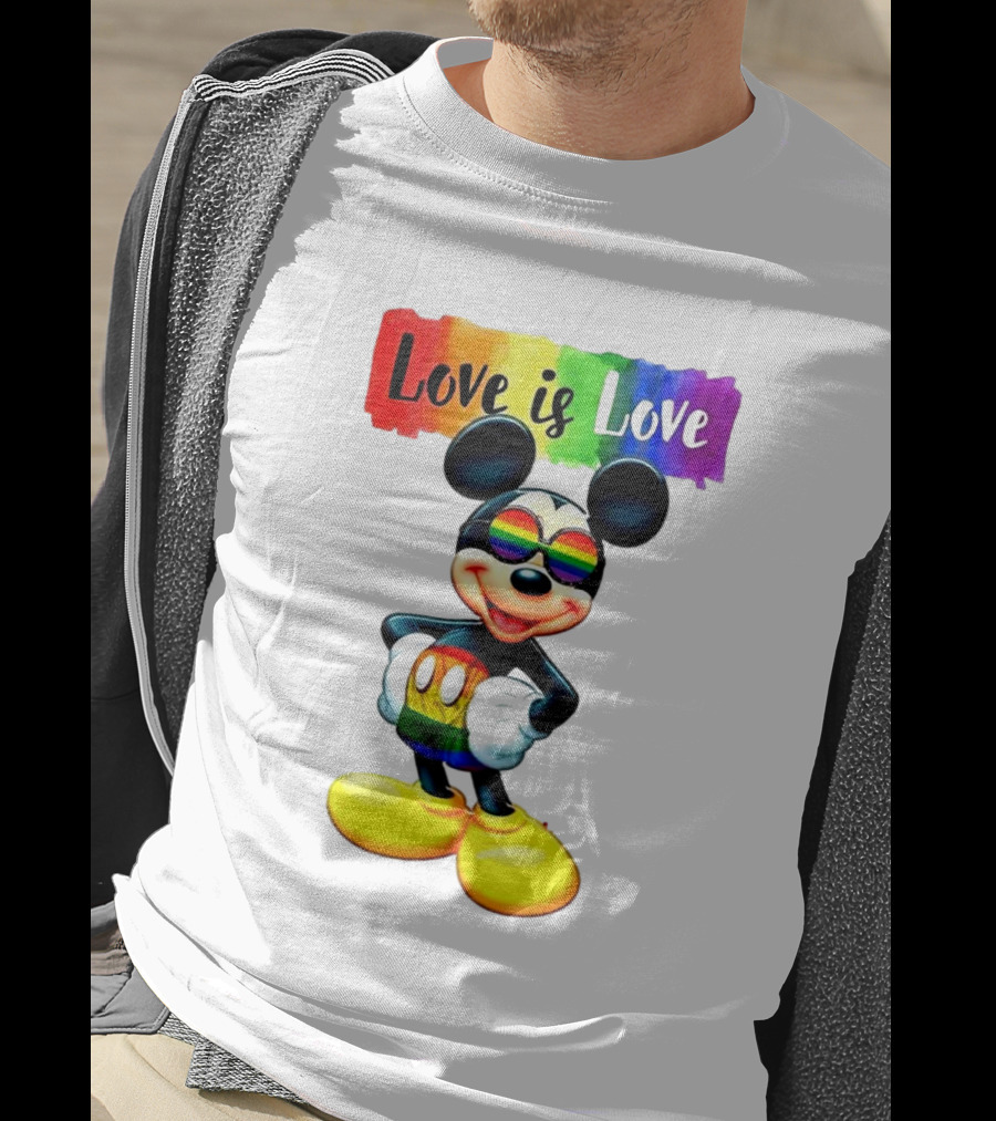 Mickey Mouse Love Is Love Rainbow Happy Pride T-Shirt