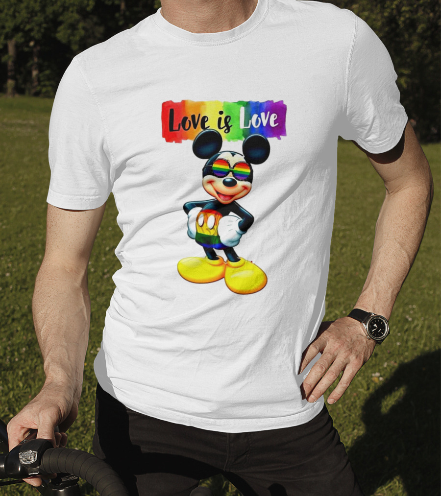 Mickey Mouse Love Is Love Rainbow Happy Pride T-Shirt