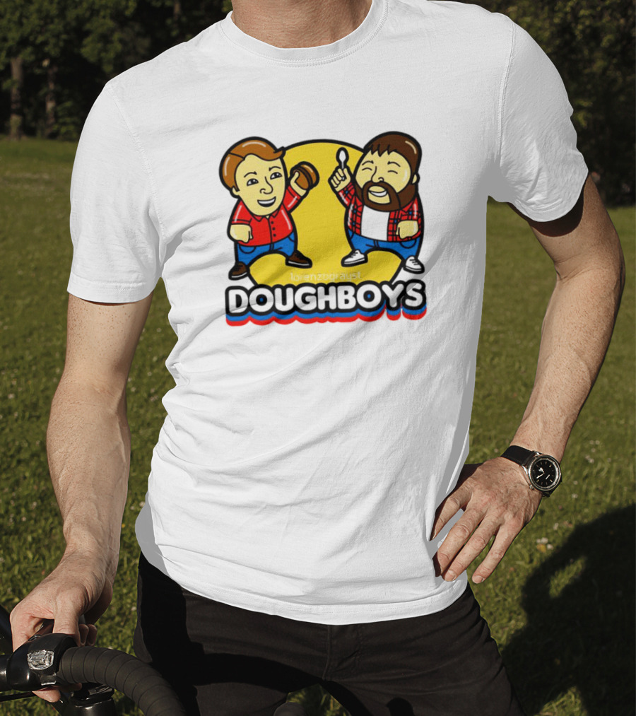 Doughboys Podcast Cartoon Characters Holding Food Items T-Shirt