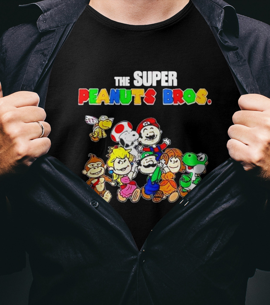 The Super Peanuts Bros Mario Crossover Characters T-Shirt