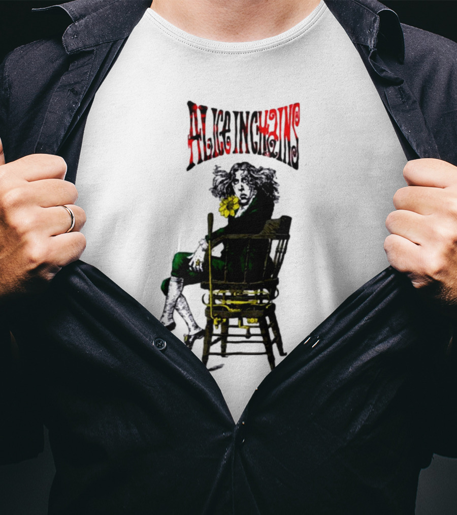 Alice In Chains Angry Chair Artwork With Striking Figure On Dark Background 1992 T-Shirt