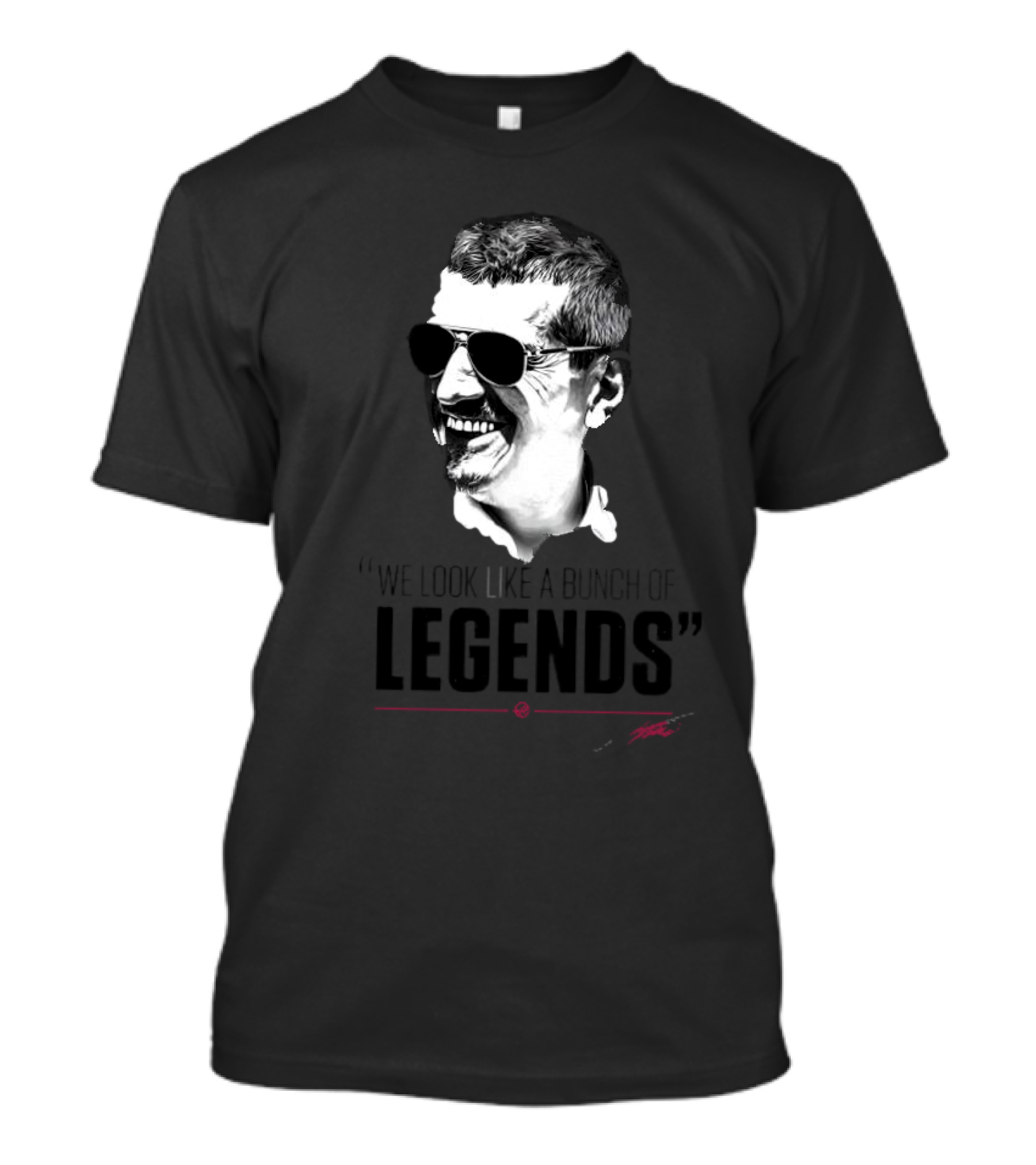Guenther Steiner We Look Like A Bunch Of Legends Black And White Portrait With Sunglasses T-Shirt