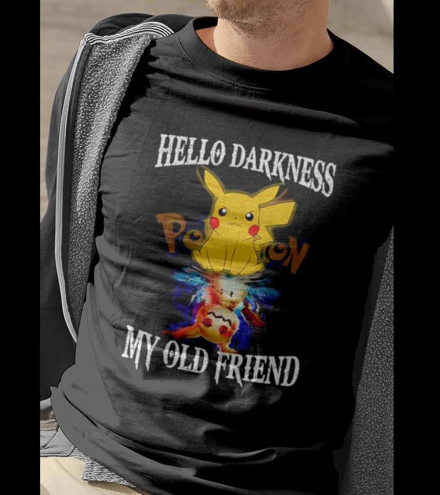 Pikachu Hello Darkness My Old Friend Reflective Mimikyu Pokedex T-Shirt