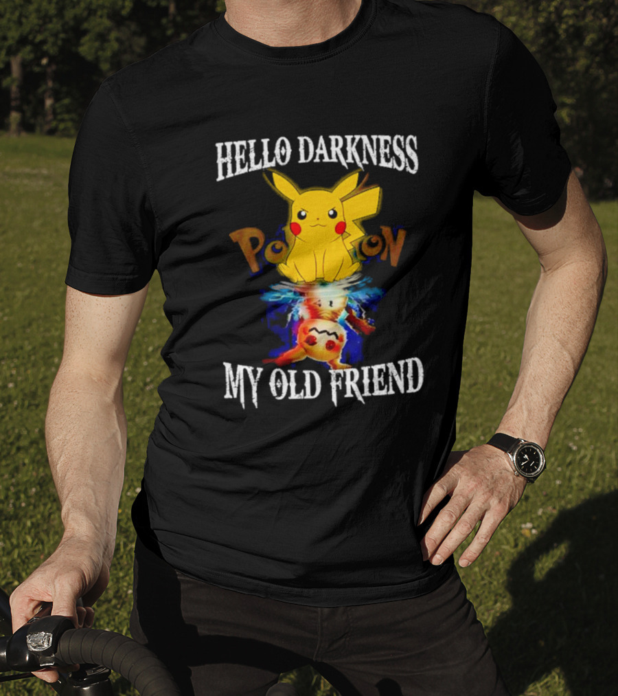 Pikachu Hello Darkness My Old Friend Reflective Mimikyu Pokedex T-Shirt