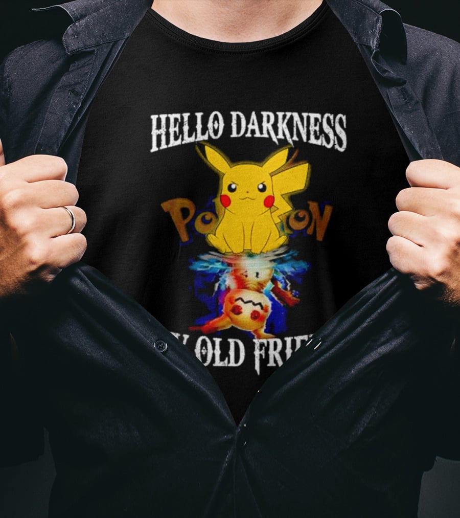 Pikachu Hello Darkness My Old Friend Reflective Mimikyu Pokedex T-Shirt