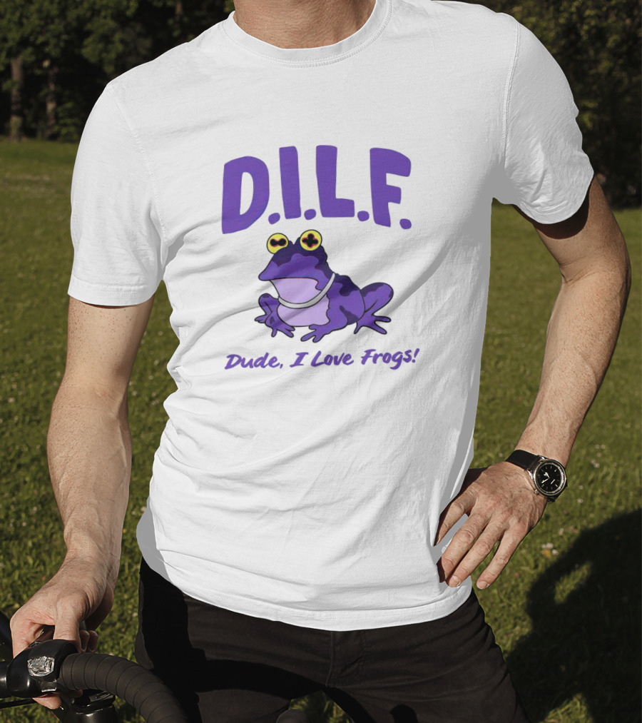 TCU Horned Frogs DILF Dude I Love Frogs Purple Cartoon Frog T-Shirt