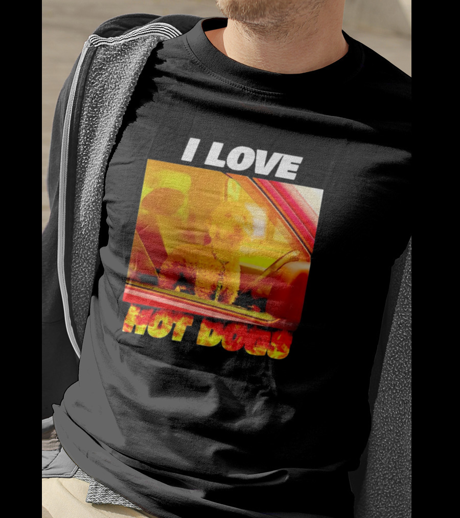I Love Hot Dogs Dog In Car T-Shirt