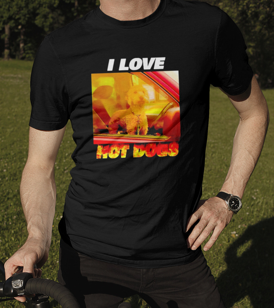 I Love Hot Dogs Dog In Car T-Shirt