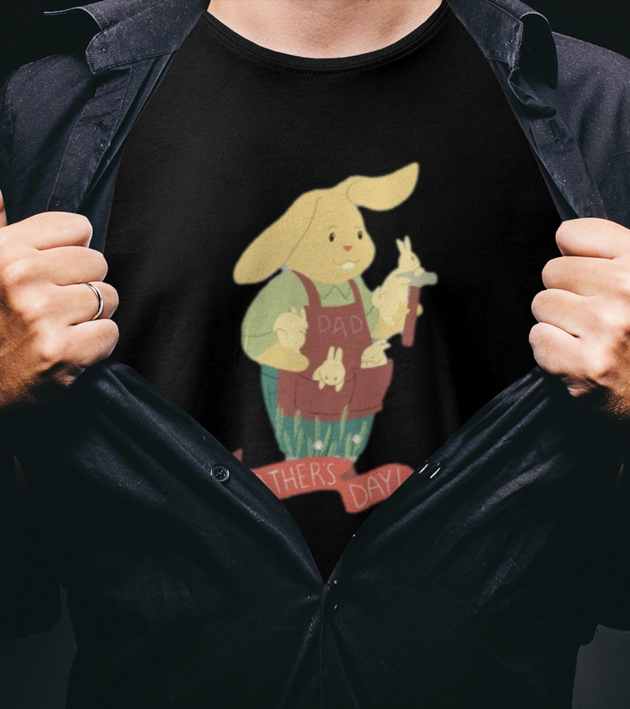 Father’s Day Dad Bunny Holding Bunnies T-Shirt