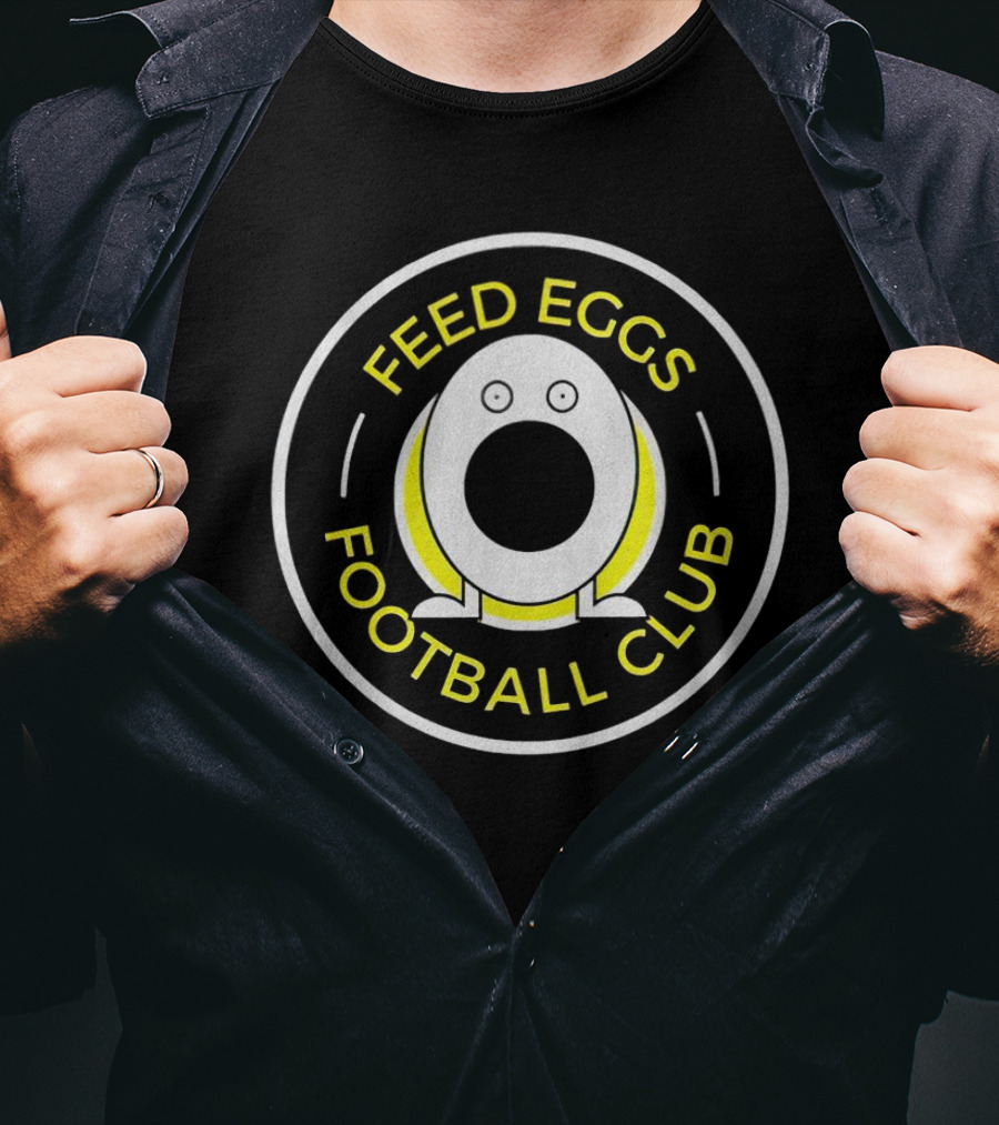 Feed Eggs Football Club Circular Emblem Black Yellow White T-Shirt