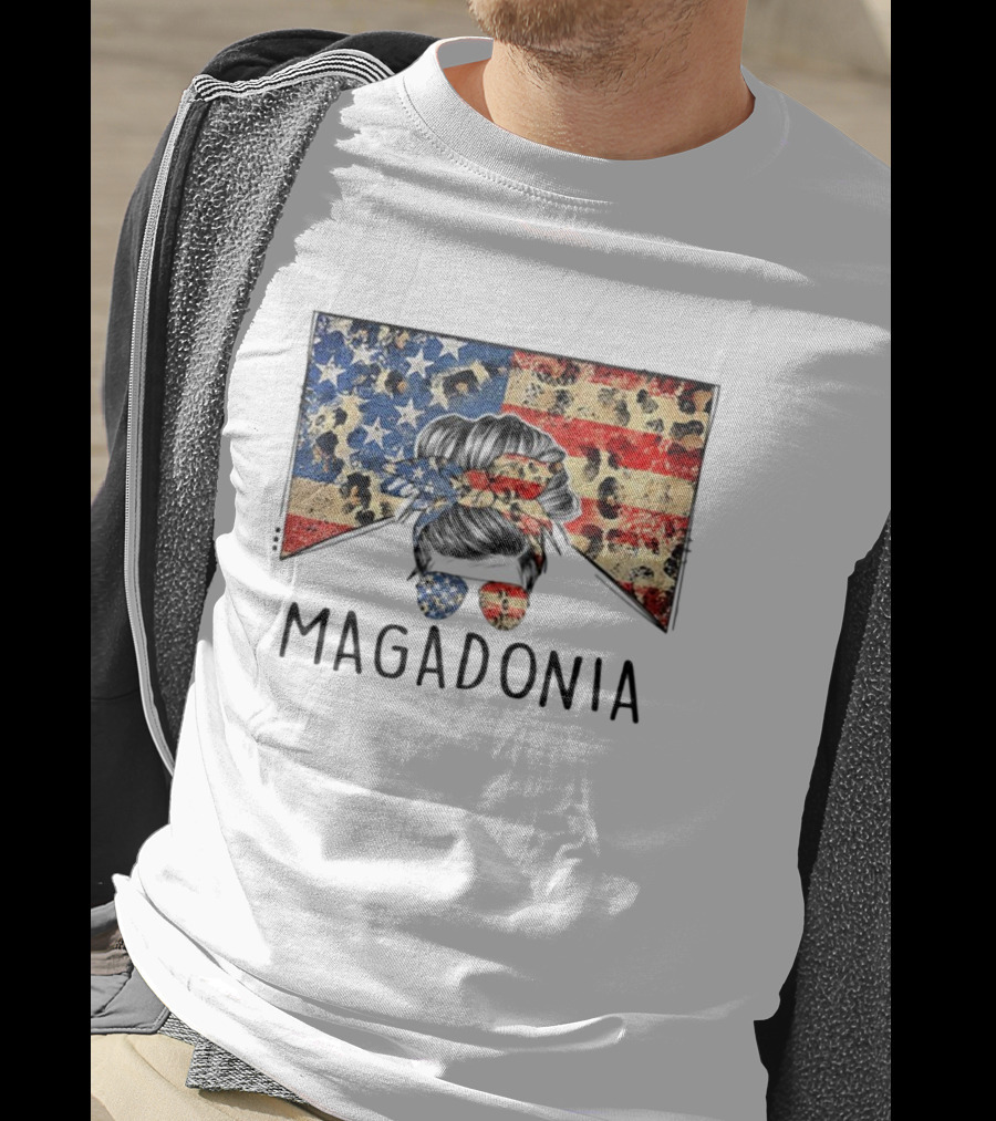 Messy Bun American Flag Magadonia T-Shirt