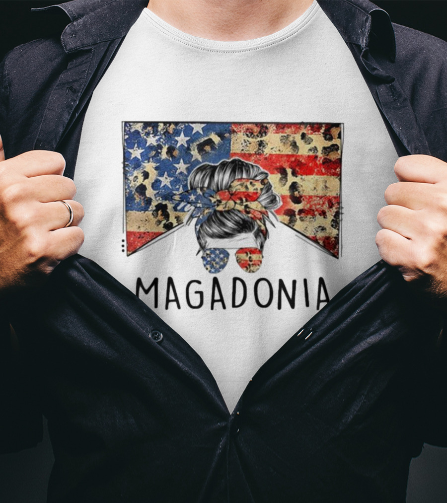 Messy Bun American Flag Magadonia T-Shirt