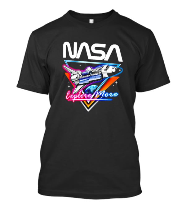 NASA Explore More Space Shuttle Triangle Earth Retro T-Shirt