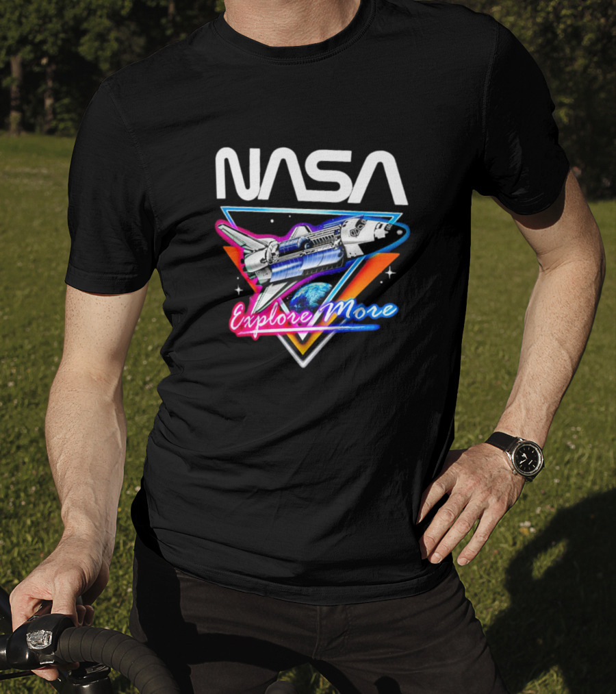 NASA Explore More Space Shuttle Triangle Earth Retro T-Shirt