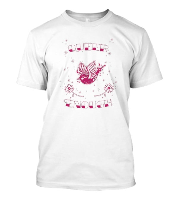 Queer Enough Pink Bird And Flowers T-Shirt