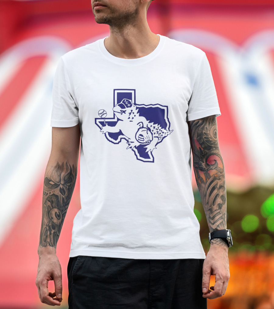 TCU Horned Frog in Texas Outline with Baseball Cap T-Shirt
