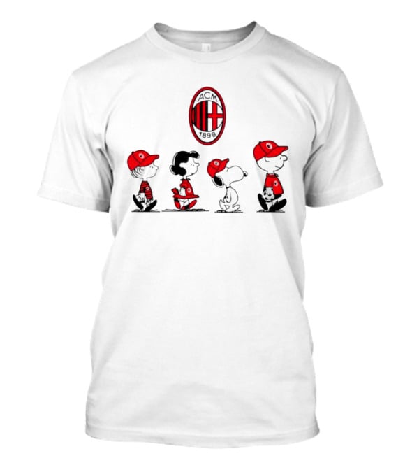 AC Milan FC Peanuts Snoopy Characters Walking T-Shirt