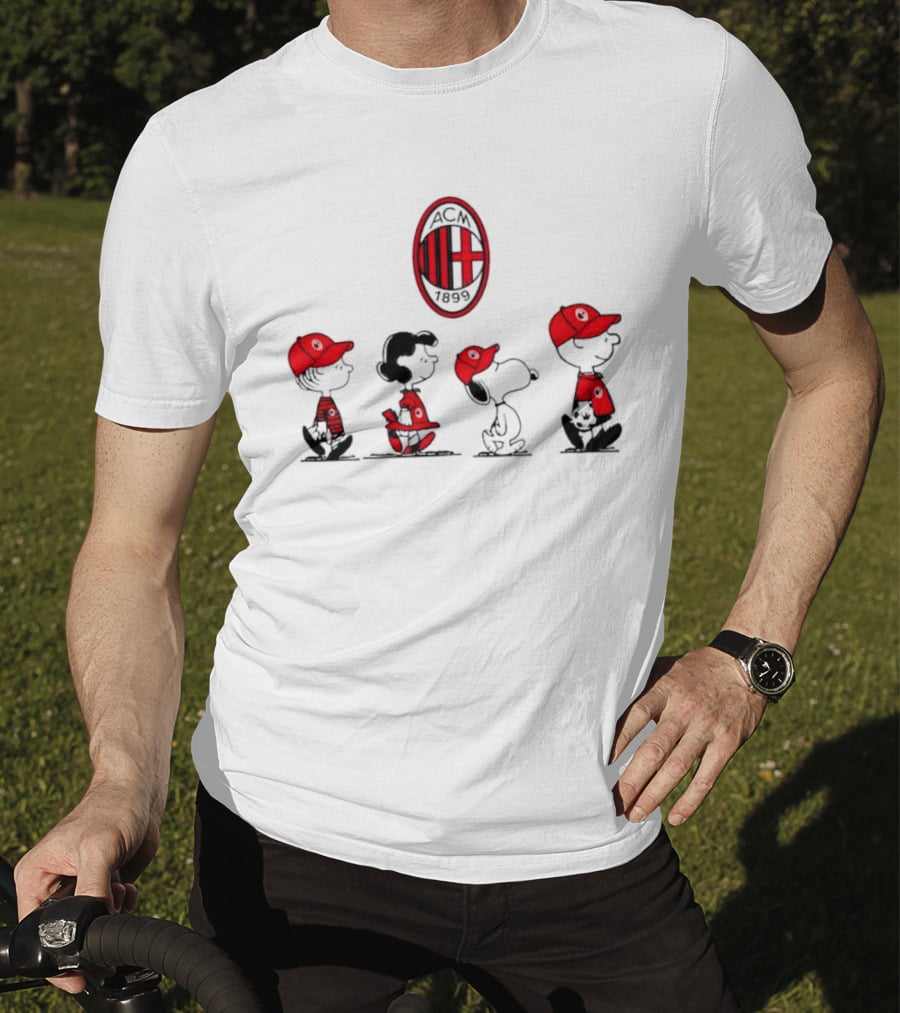 AC Milan FC Peanuts Snoopy Characters Walking T-Shirt