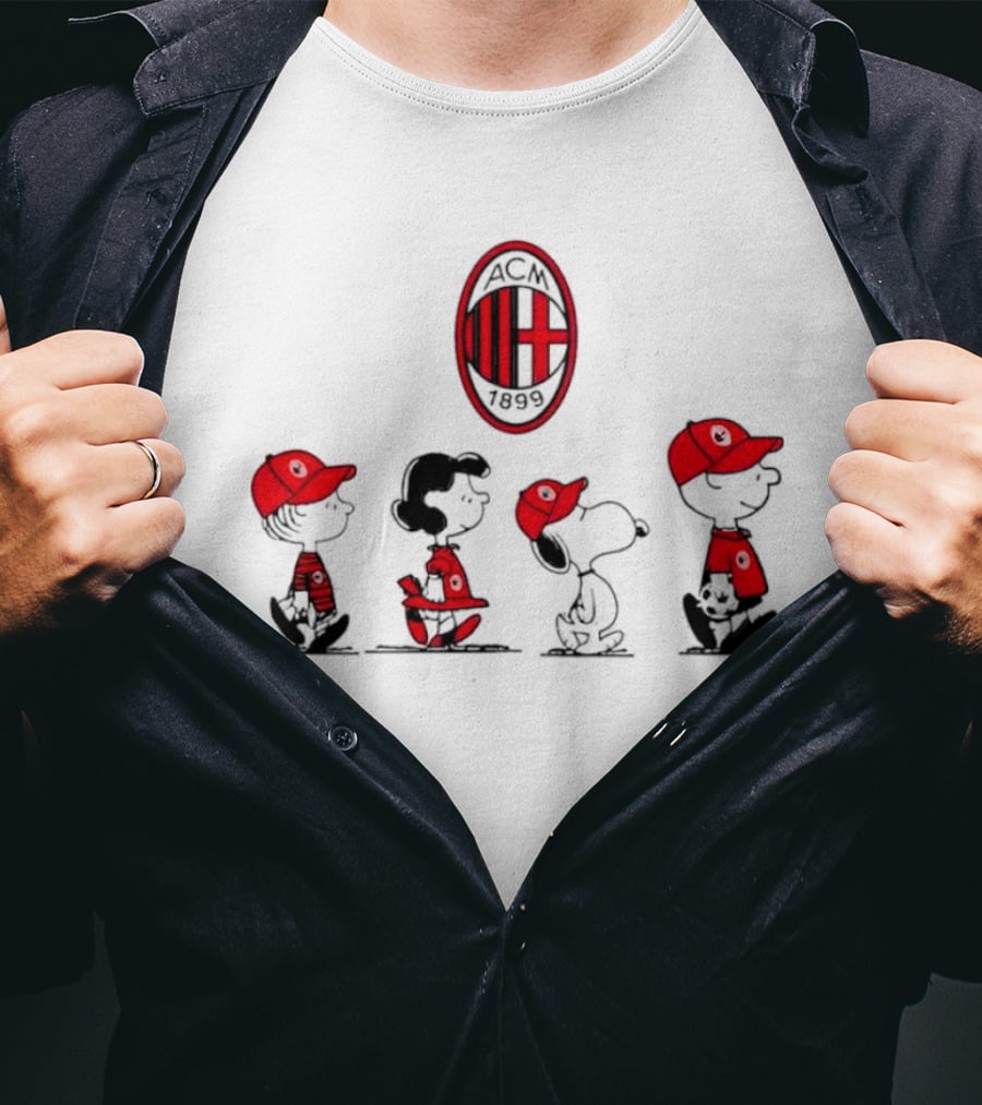 AC Milan FC Peanuts Snoopy Characters Walking T-Shirt