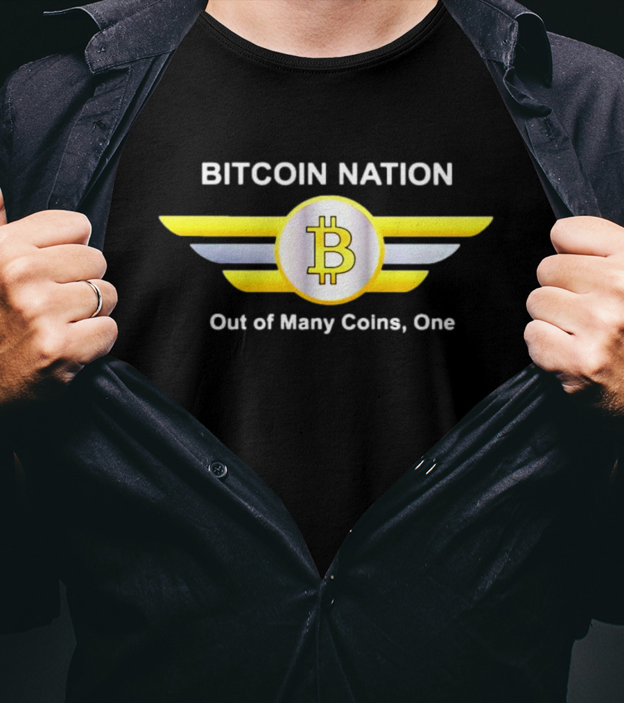 Bitcoin Nation Wings Logo Out Of Many Coins One T-Shirt