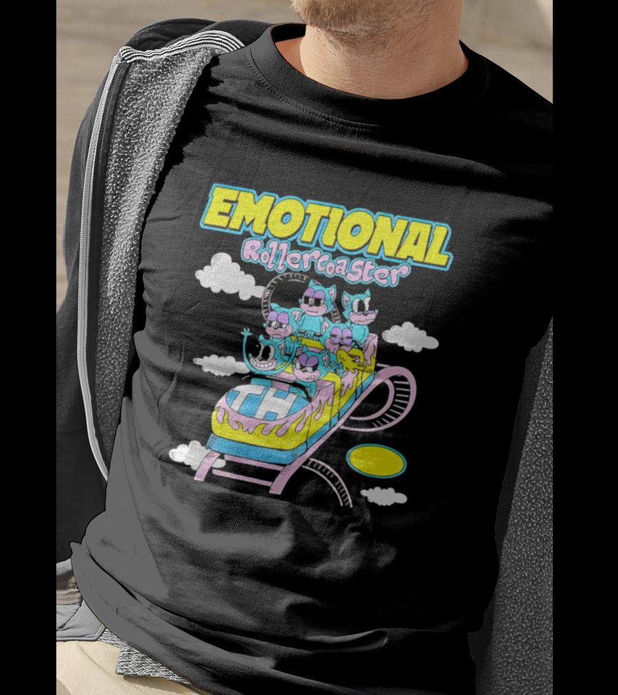 Emotional Rollercoaster Cartoon Characters On Amusement Ride T-Shirt