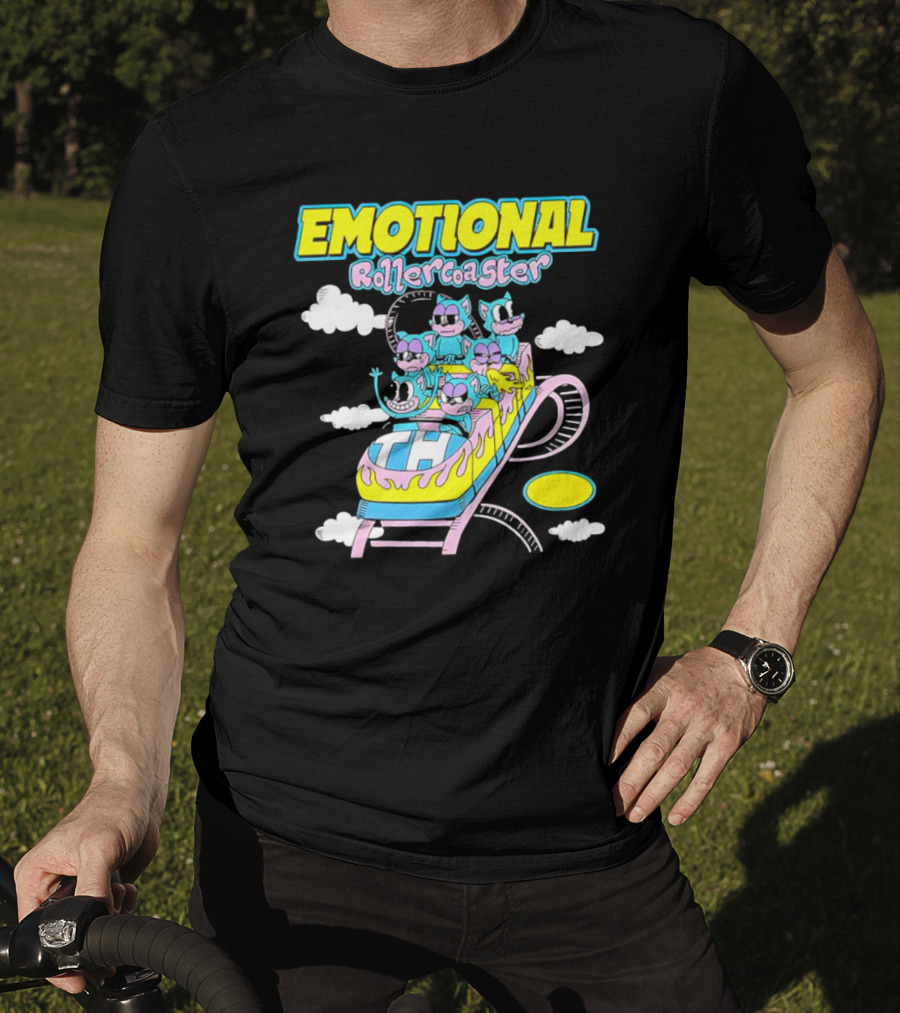Emotional Rollercoaster Cartoon Characters On Amusement Ride T-Shirt