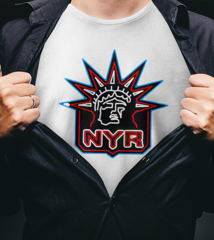 New York Rangers NYR Statue Of Liberty Neon Jersey T-Shirt