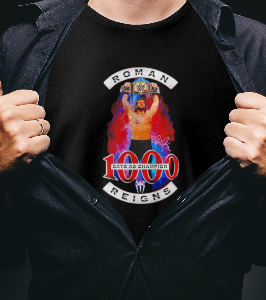 Roman Reigns 1000 Days As Champion Signature WWE Title T-Shirt