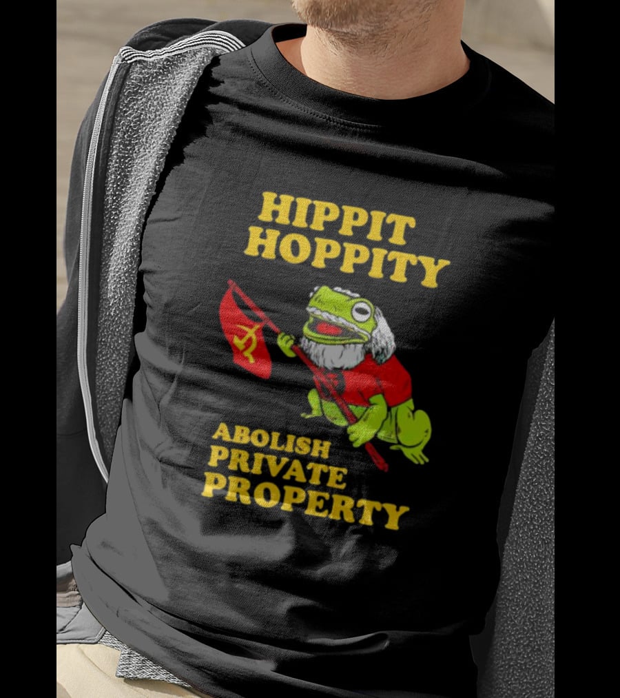 Hippity Hoppity Abolish Private Property Frogs Communist Flag T-Shirt