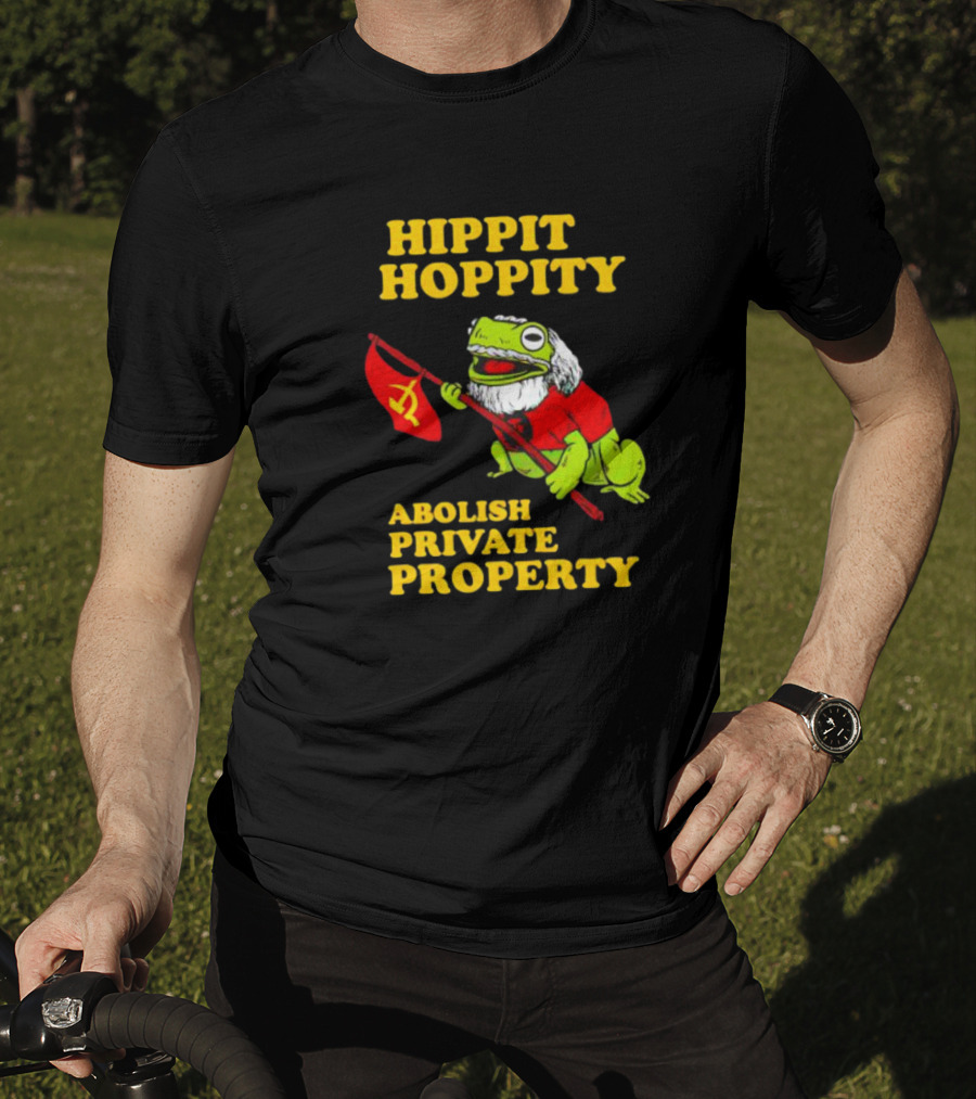 Hippity Hoppity Abolish Private Property Frogs Communist Flag T-Shirt