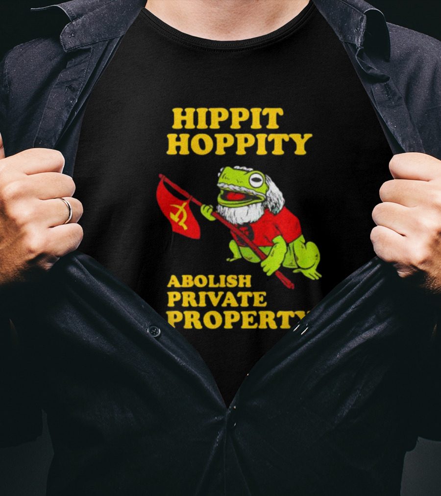 Hippity Hoppity Abolish Private Property Frogs Communist Flag T-Shirt