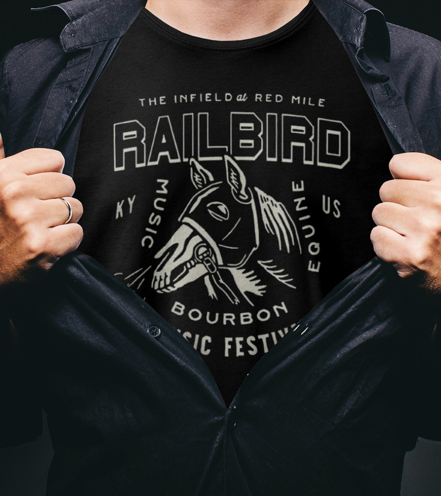 Railbird Music Festival KY Bourbon Equine Skeleton The Infield At Red Mile T-Shirt