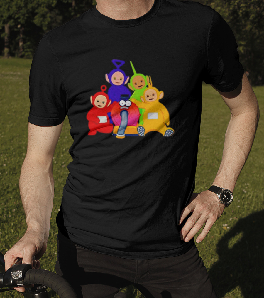 Teletubbies Characters And Noo-Noo Vacuum Clean Identical Four Cartoon Puppets T-Shirt