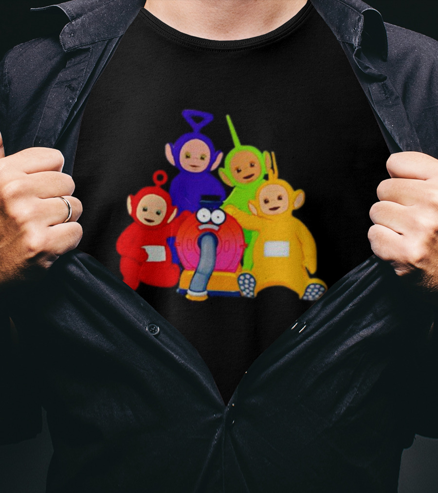 Teletubbies Characters And Noo-Noo Vacuum Clean Identical Four Cartoon Puppets T-Shirt