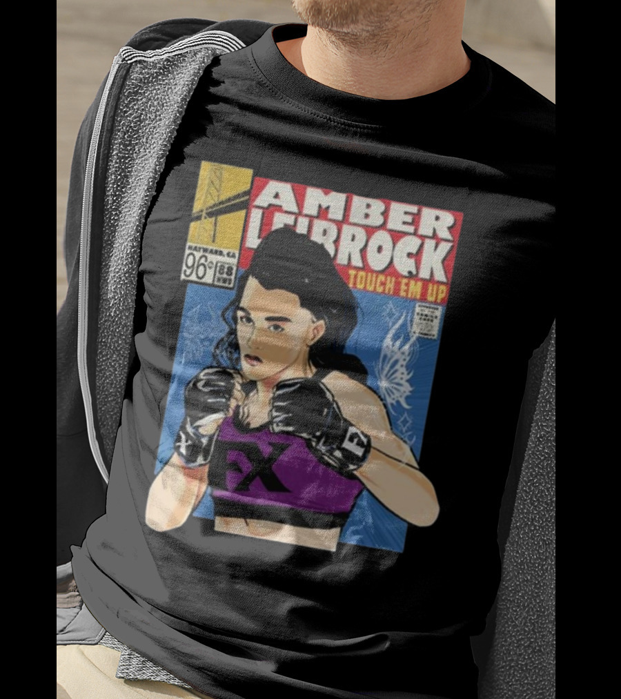 Amber Leibrock Fighter Touch Em Up Comic Style Portrait FX Gloves Hayward CA 96₵ T-Shirt