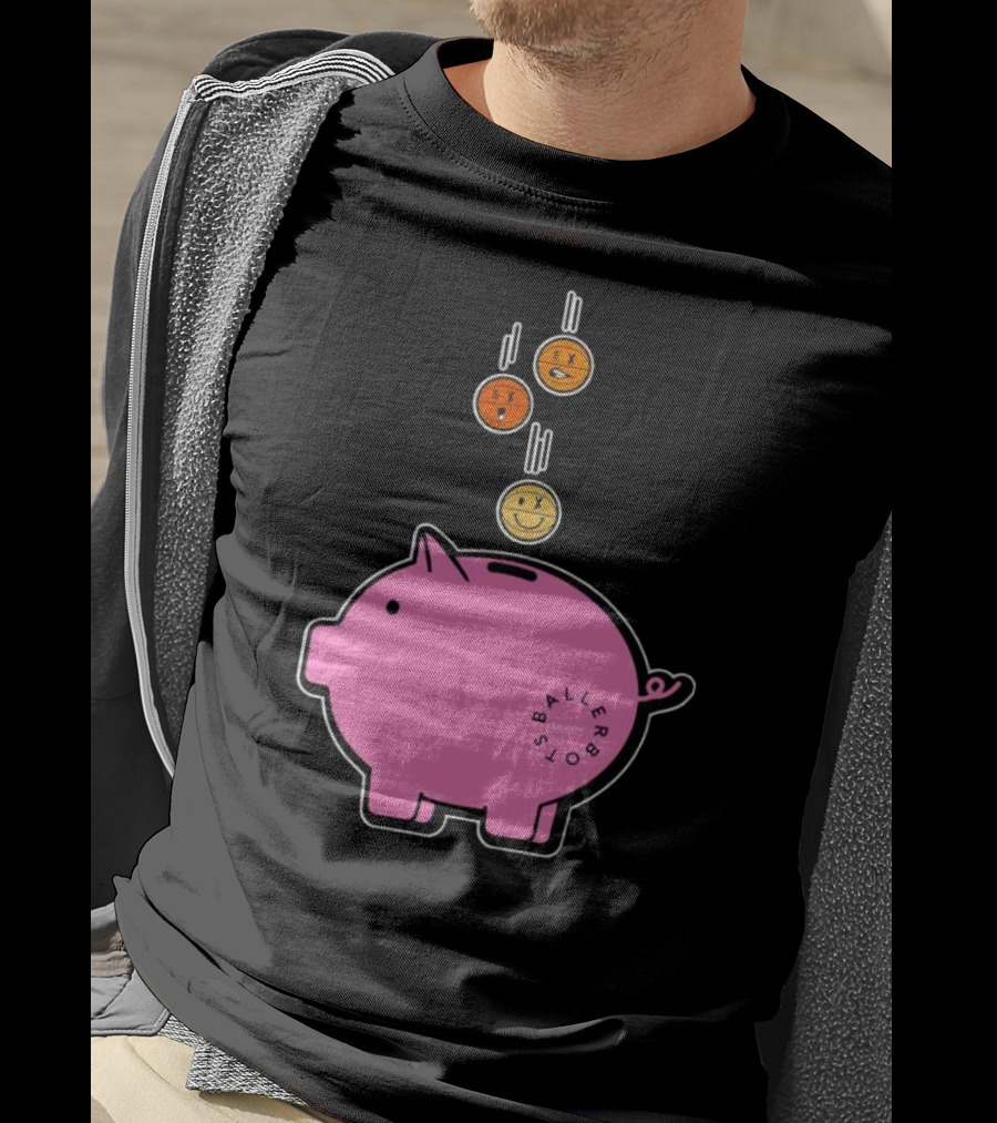 Ballers Bots Piggy Bank With Falling Emoji Coins T-Shirt