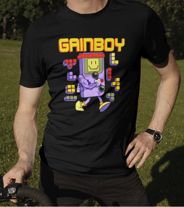 Gainboy Retro Game Character Blocks Fun T-Shirt