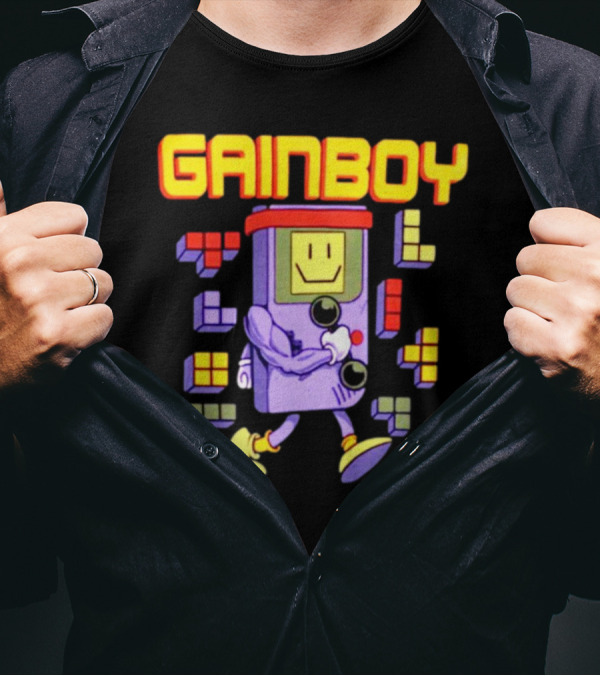 Gainboy Retro Game Character Blocks Fun T-Shirt
