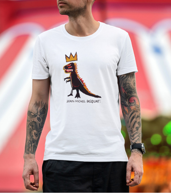 Premium T-Shirt: Jean Michel Basquiat Dinosaur Crown Iconic T-Shirt Jean Michel Basquiat Dinosaur Crown Iconic T-Shirt
