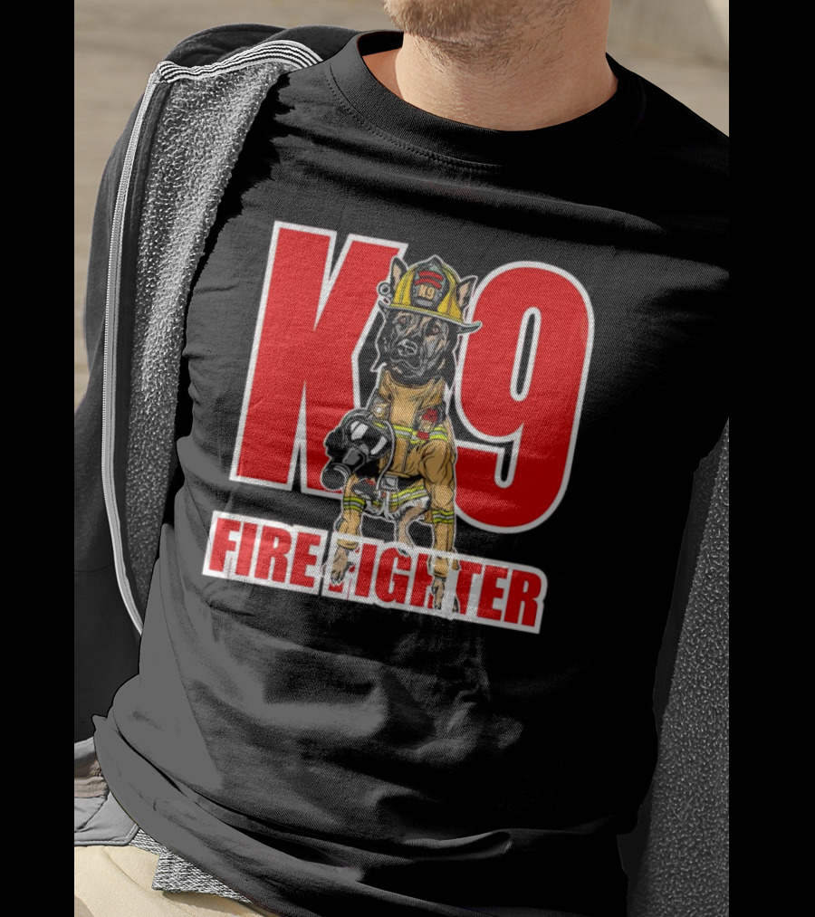 K9 Fire Fighter Dog In Firefighter Gear T-Shirt