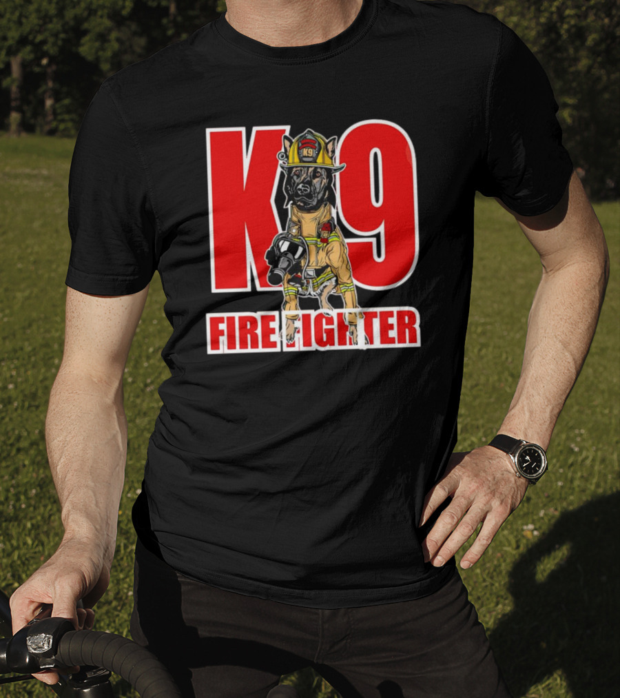 K9 Fire Fighter Dog In Firefighter Gear T-Shirt