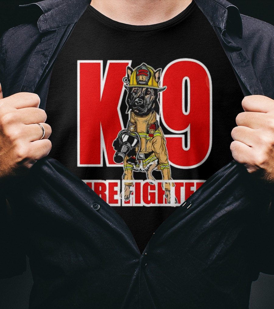 K9 Fire Fighter Dog In Firefighter Gear T-Shirt