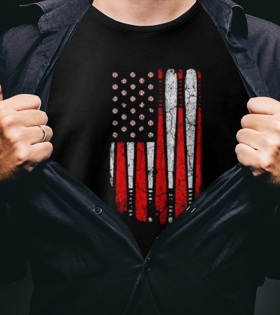 Minnesota Twins American Flag Baseball Bat T-Shirt